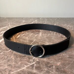 Poppy Barley Woman’s Black Leather Belt with Silver Buckle